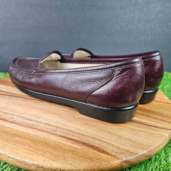 SAS Simplify Moc Toe Comfort Slip On Loafer Leather Burgundy Wine Women's 9.5 N - Picture 4 of 10